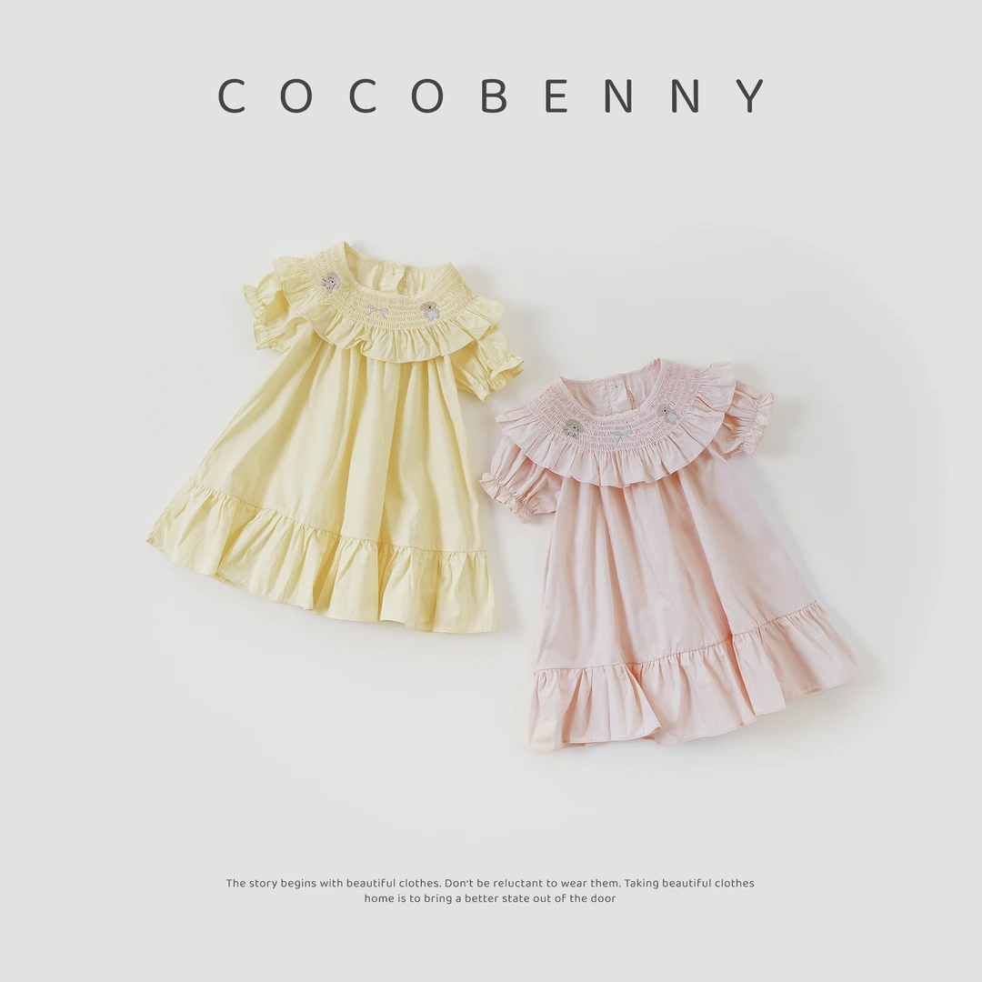 COCOBENNY女童夏季新款短袖连衣裙女宝宝公主长裙儿童裙子256016