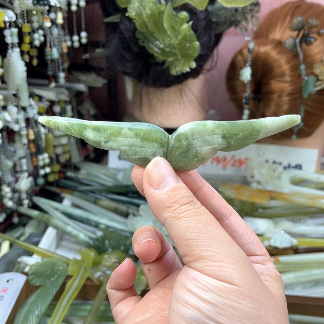 蛇纹石玉发饰未镶嵌默认微瑕岫玉发簪