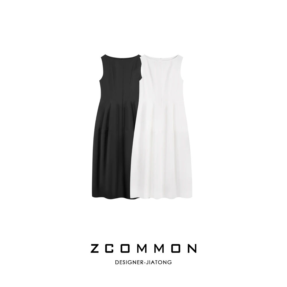 Z common【黑标系列】立体廓形无袖连衣裙纯色女士连衣裙 2509048