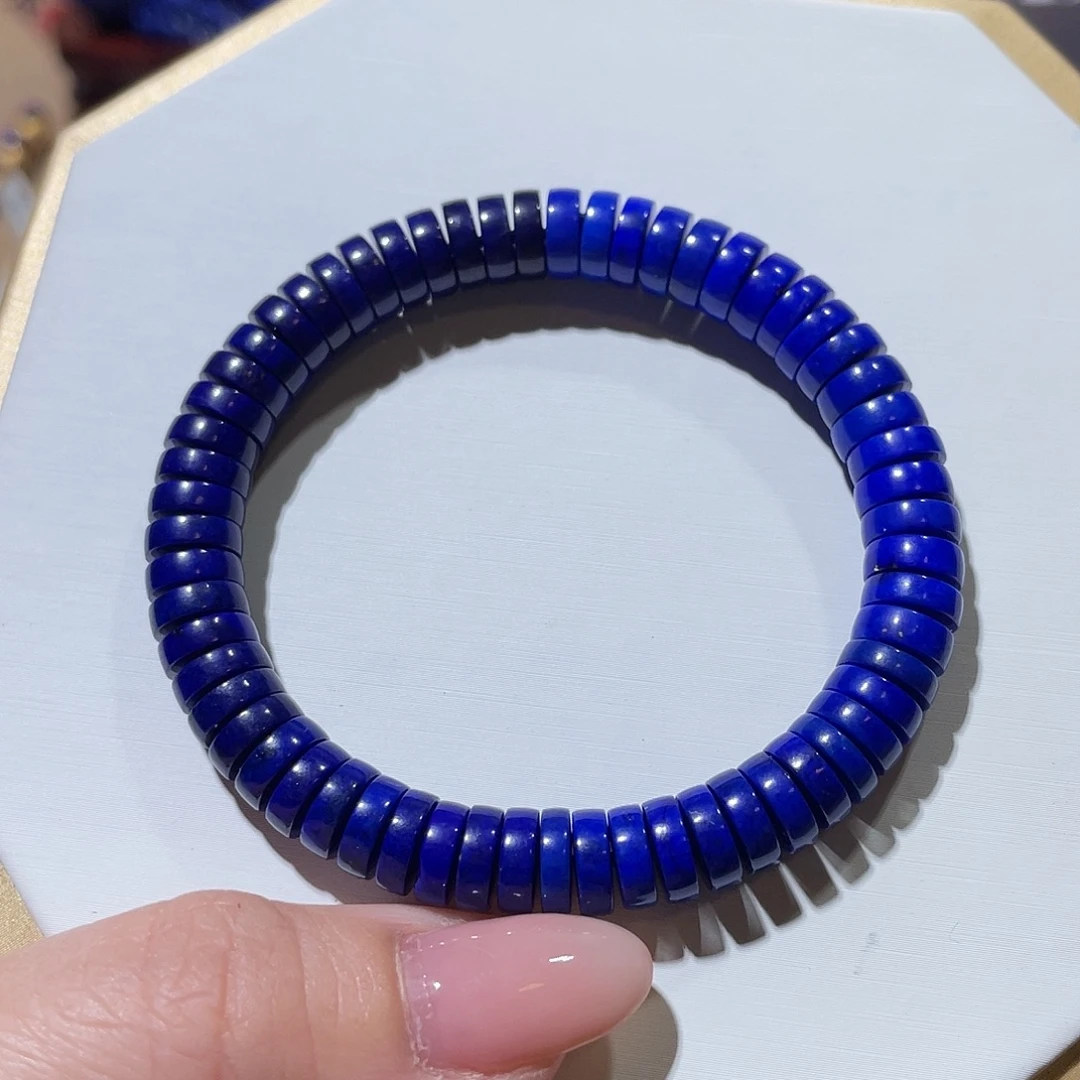 青金石未镶嵌精品双色药片手串8mm