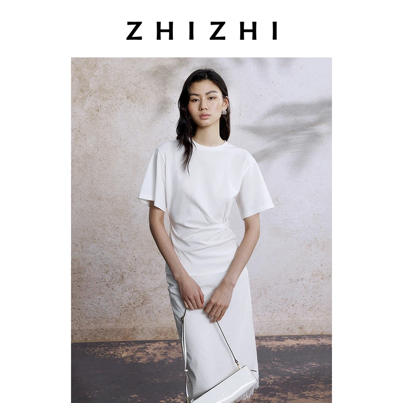照碧桃  短袖2025夏新款打褶收腰设计休闲ZZ2EMWT1019