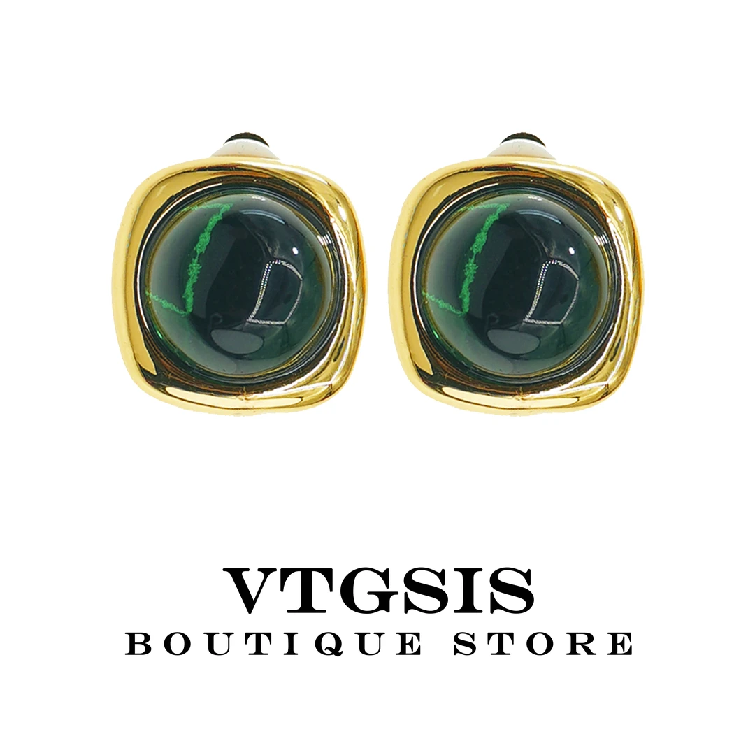VTGSIS 合金琉璃耳饰 21163墨绿色耳饰时尚精致百搭设计师女饰品