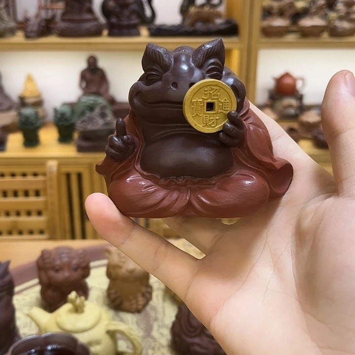 人***生紫砂茶宠紫砂指定有钱金蟾茶宠摆件