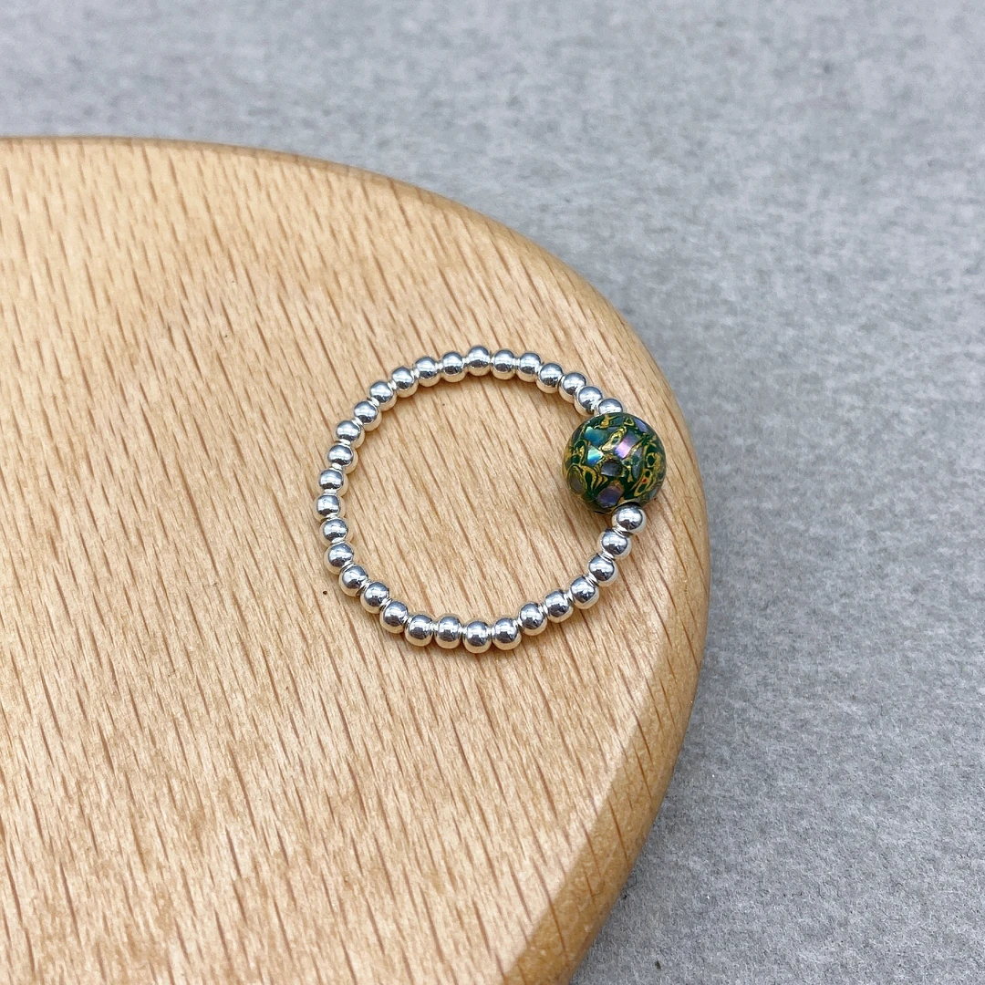 含辰砂工艺品朱砂大漆小米珠珠戒指