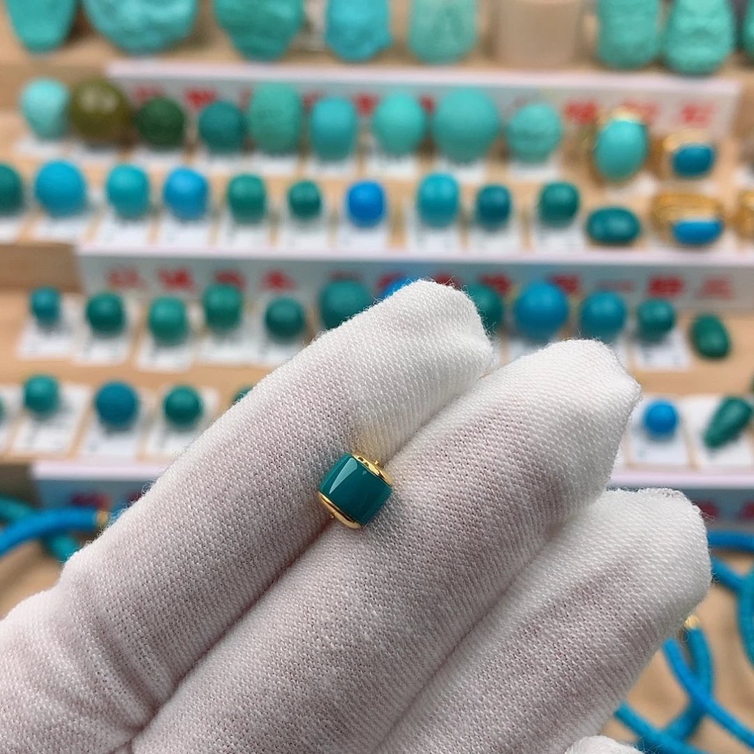 绿松石18K金镶嵌配饰6.4-6.4