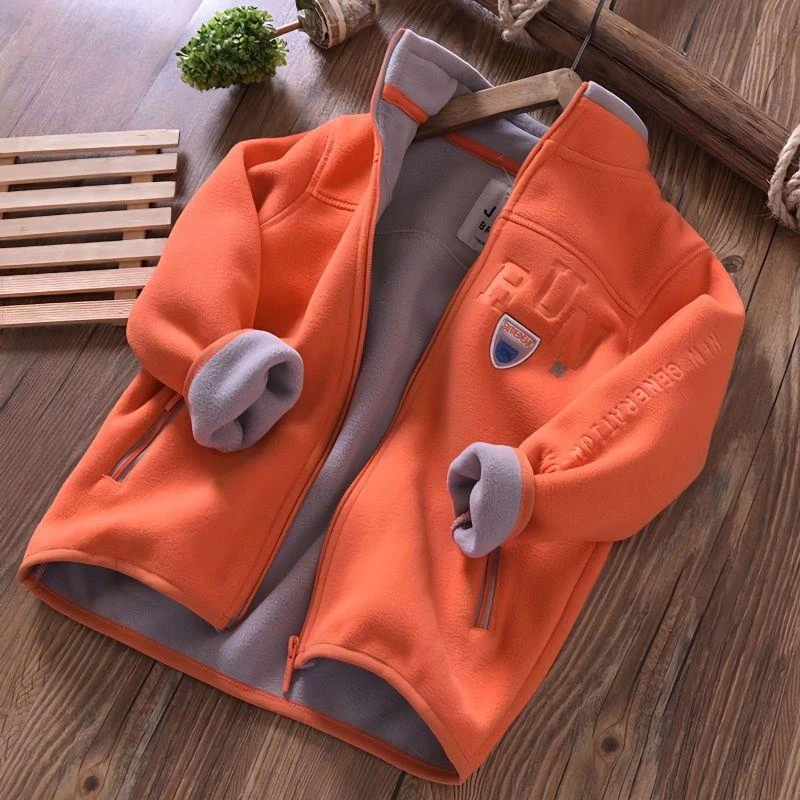 男童加绒加厚摇粒绒外套秋冬款儿童装棒球服拉链夹克衫潮