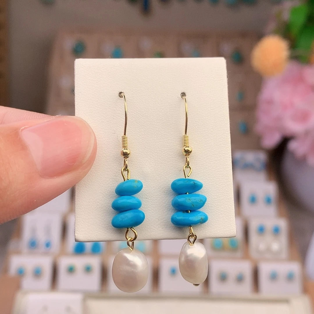 未镶嵌绿松石耳饰绿松石