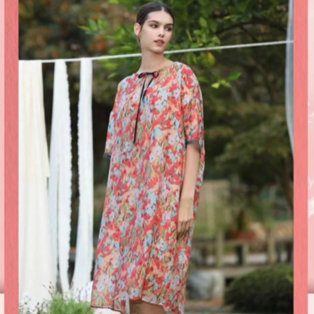 雅致内衣 | 诺曼蒂克女款飘逸碎花长裙家居裙海滩裙