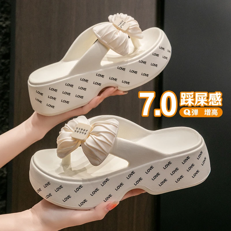 厚底人字拖鞋女2025夏季新款防滑踩屎感增高颜值沙滩外穿EVA女拖