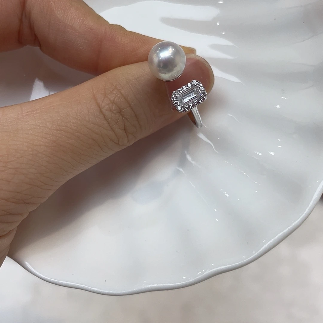 银S925镶嵌戒指海水珍珠