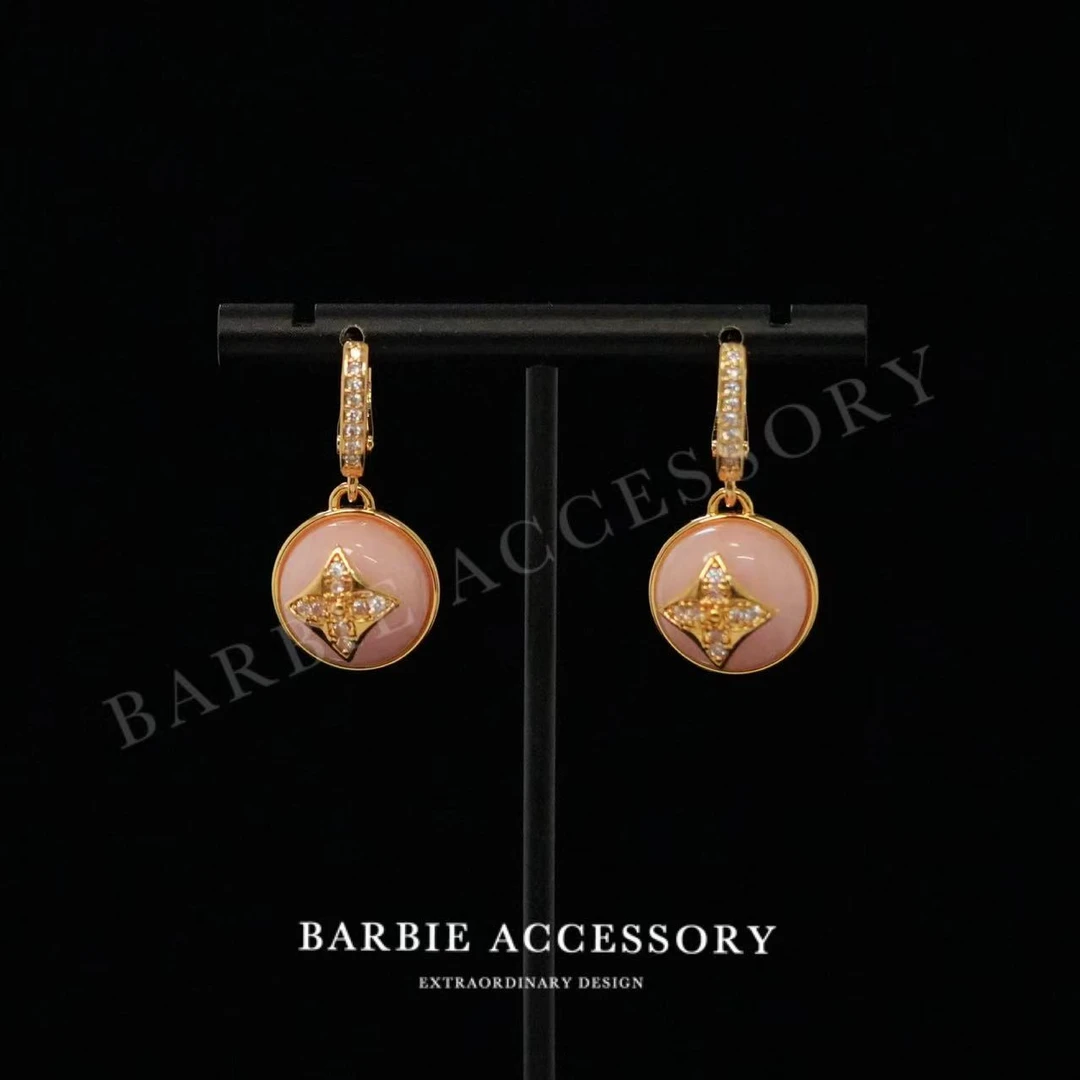 铜合金合成锆石耳饰 【粉柔星际】法式既视设计款高级感绝美耳环