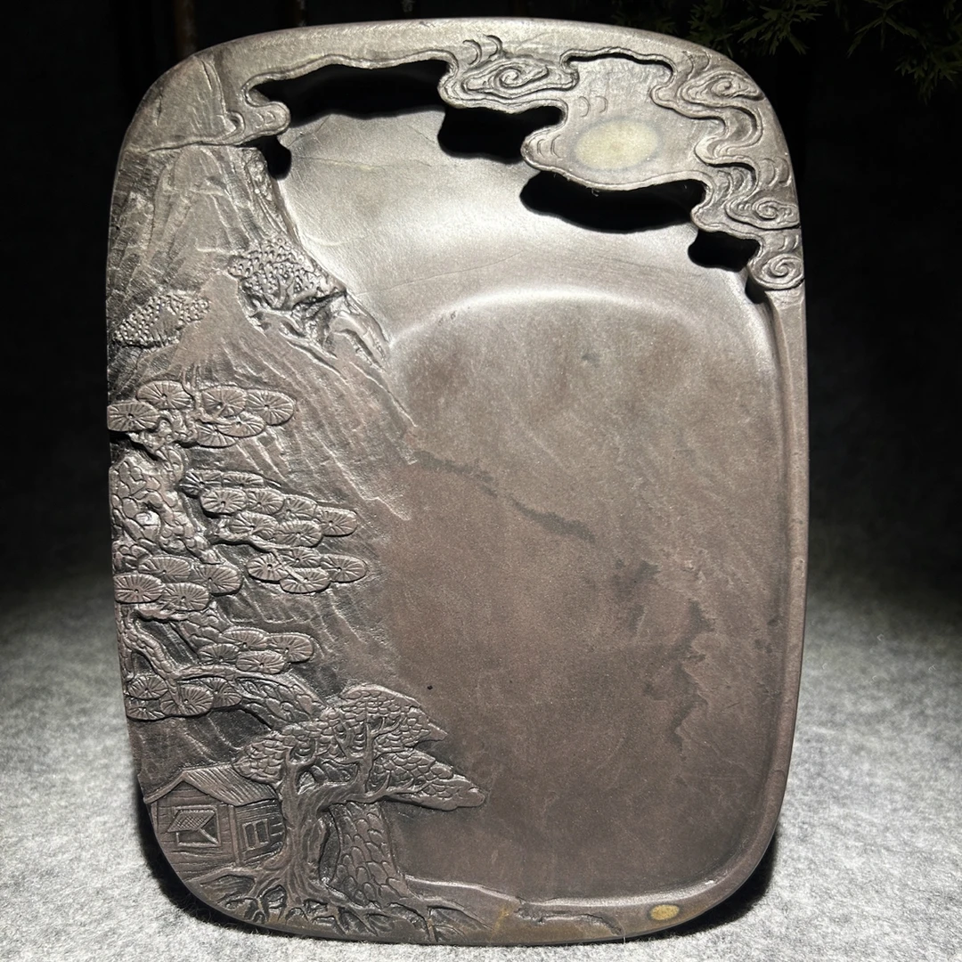 肇庆端砚老料砚台松月山涧收藏送礼文玩天然原石手工孤品山水礼盒