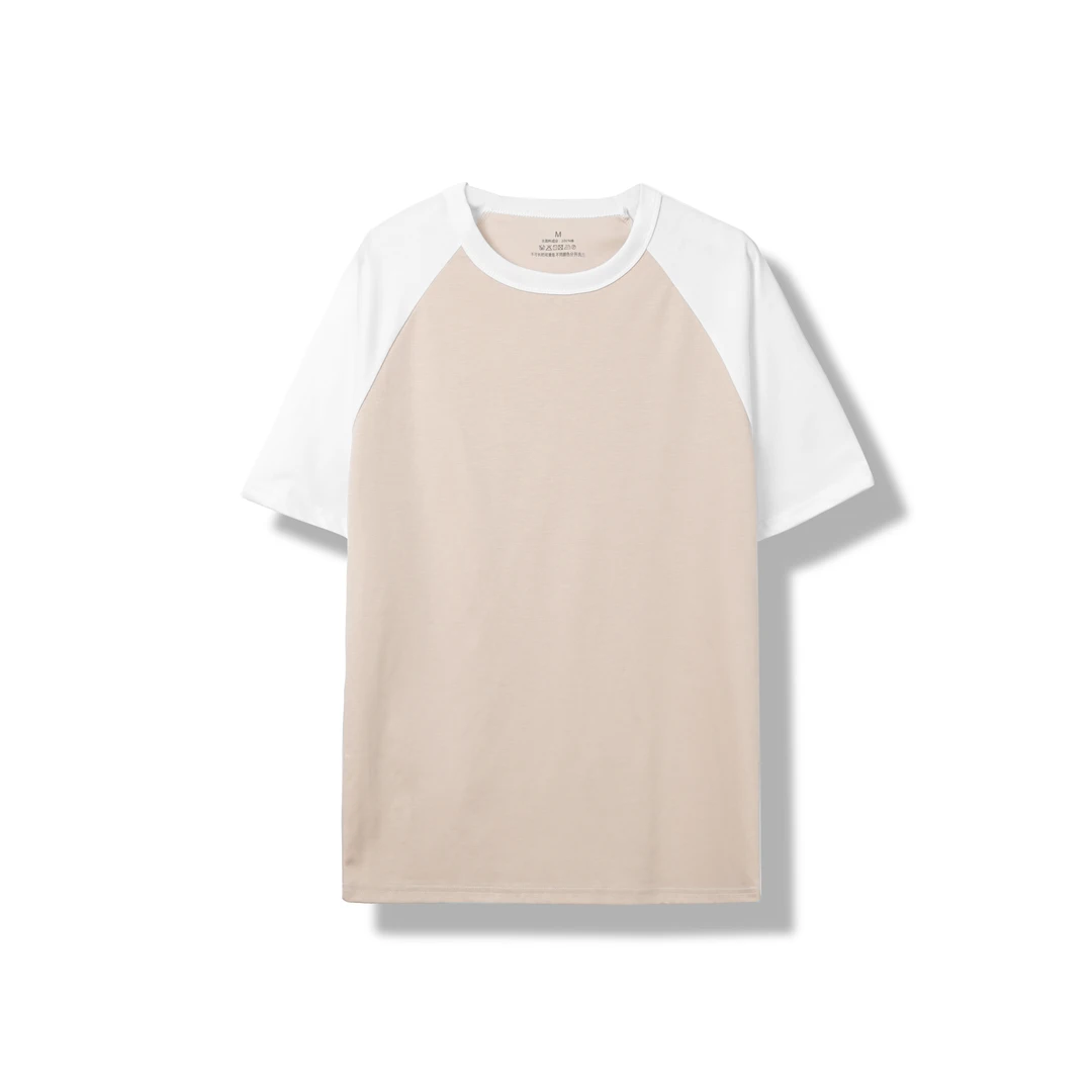 插肩袖拼接纯棉男女同穿净版短袖T