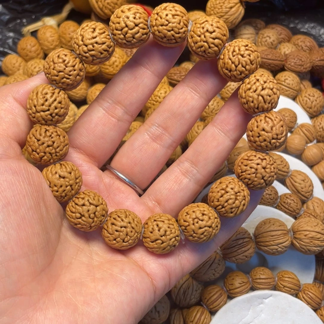 c***杰桃木桃核手串17+野生麒麟纹