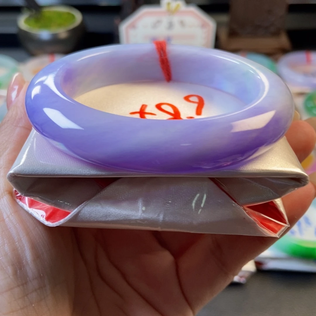 翡翠未镶嵌手镯29冰紫细润胶