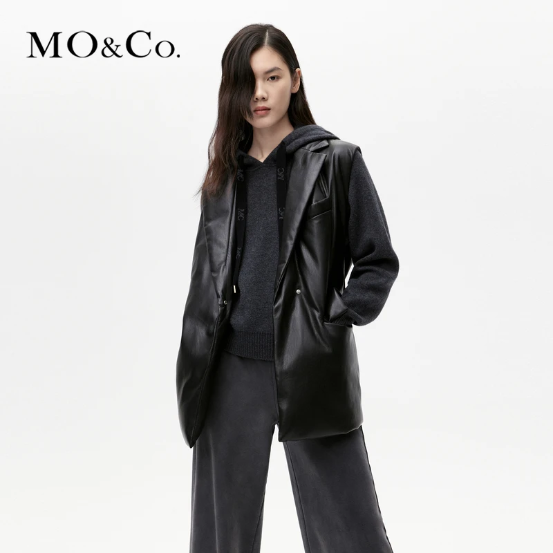 【达人专属】MOCO冬宽松西装式马甲羽绒服外套附腰带防寒MBB4EIN005