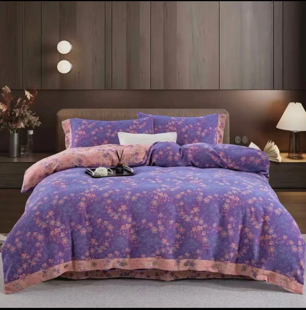 浓情花意-A类全棉双层纱色织提花红色四件套100％全棉柔软亲肤纱布