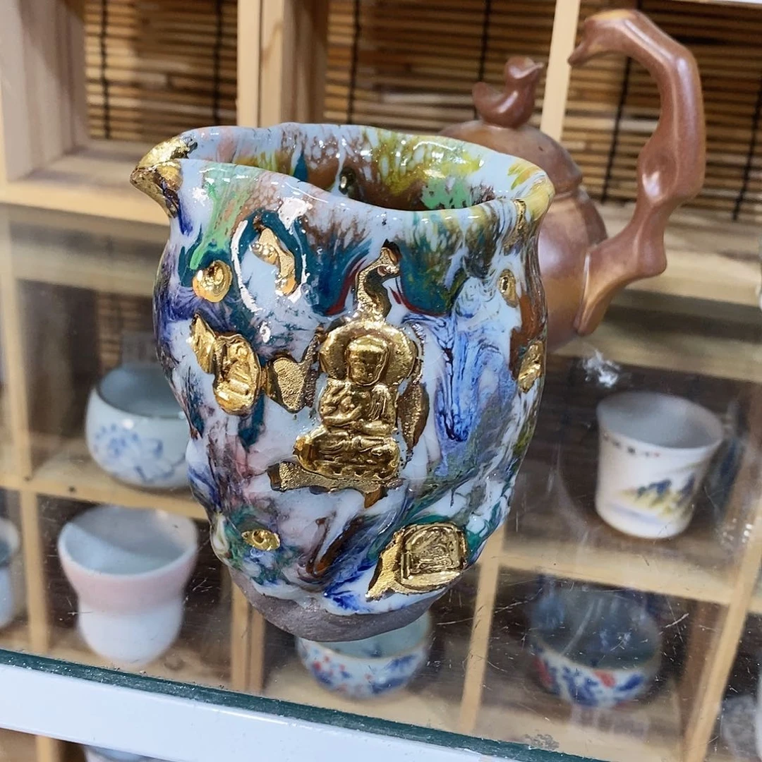 粗陶志野柴烧茶器