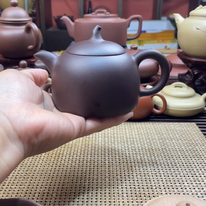 茶壶紫砂紫泥茄段半手