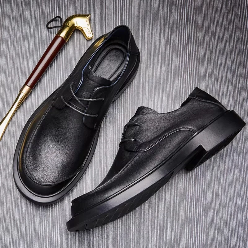 英国『设计师』力荐！真皮透气大头皮鞋男软底英伦风复古休闲单鞋男