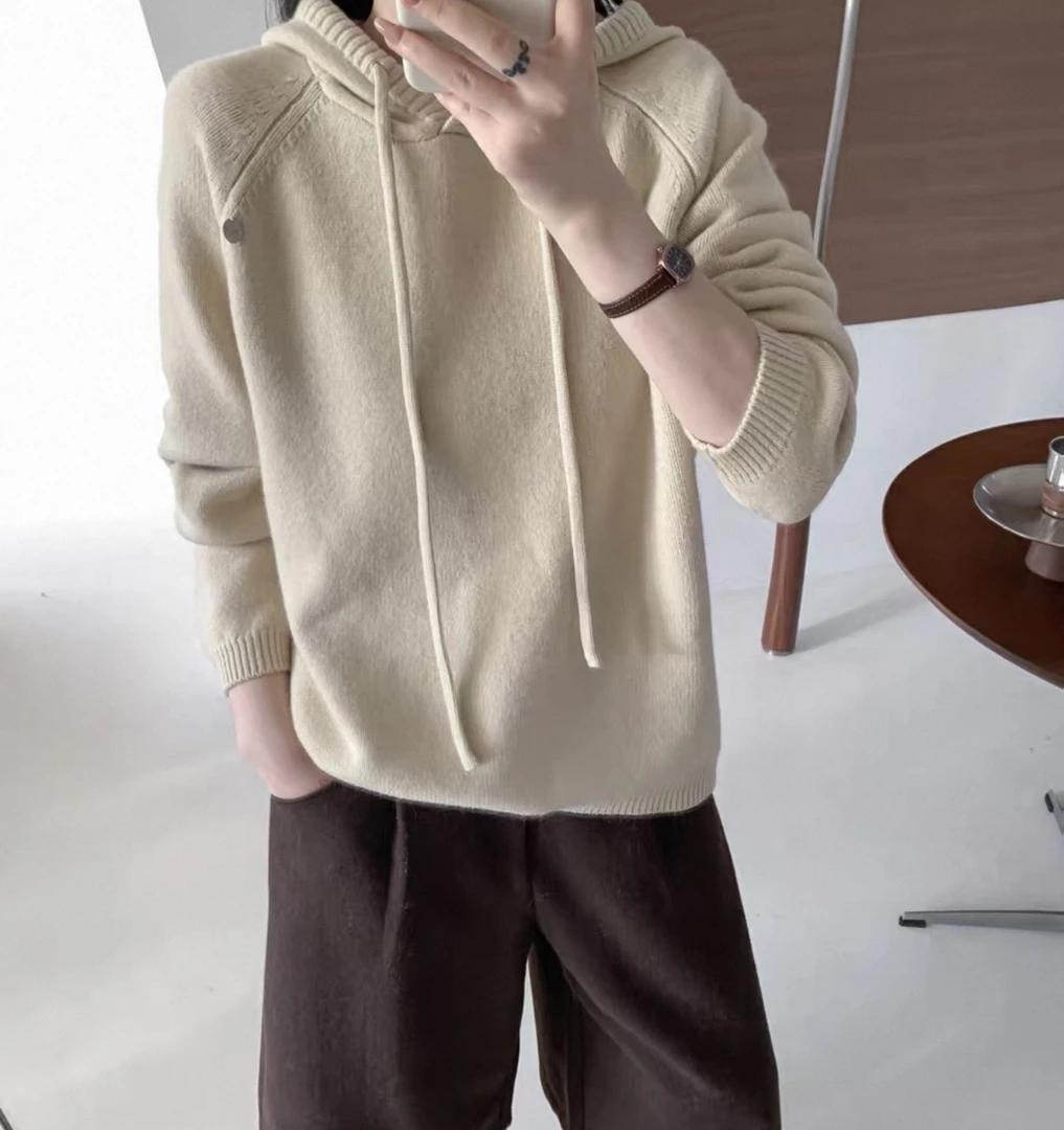 欢欢 韩系百搭连帽毛衣均码219