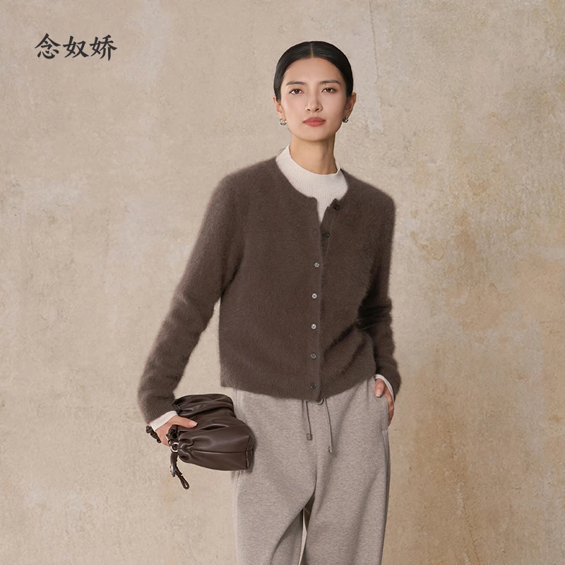 念奴娇热可可毛织开衫外套女款2025新款针织衫长袖淡人高知穿搭