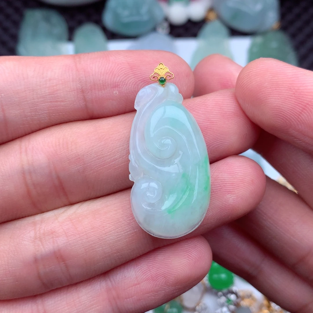 金***宝翡翠18K金镶嵌吊坠(不含链)