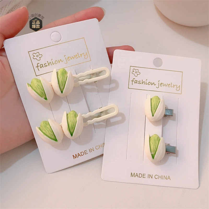 开心果发夹趣味可爱零食发饰恶搞仿真食玩发卡少女刘海边夹饰品