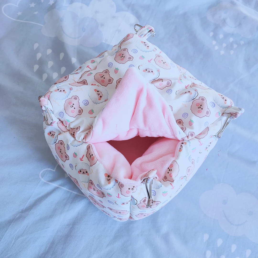 手工制作蜜袋鼯悬挂棉窝金花松鼠加绒保暖仿兔毛带盖吊窝过冬用品