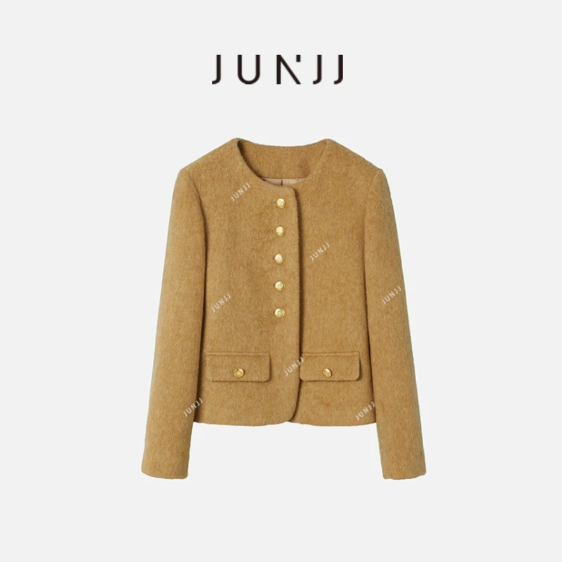 杰瑞【冬日集】2024年秋季女士轻奢小香风时尚感百搭休闲圆领外套