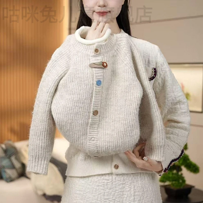 女童针织套头毛衣2025秋冬慵懒风韩版宽松上衣假两件百搭亲子装