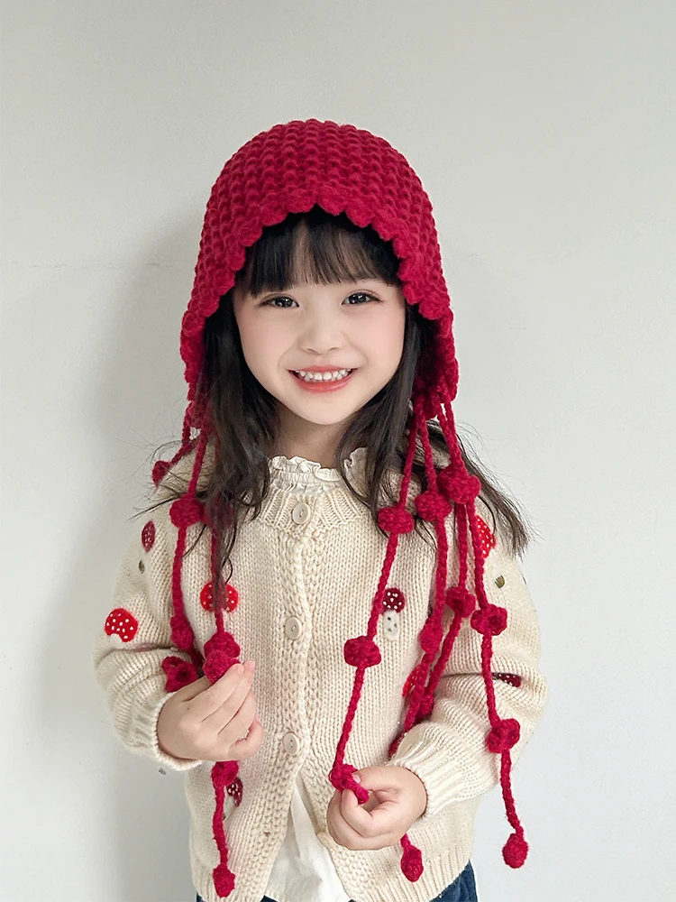 儿童帽子秋冬款2024新款女童宝宝毛线帽小女孩针织帽护耳帽冬季