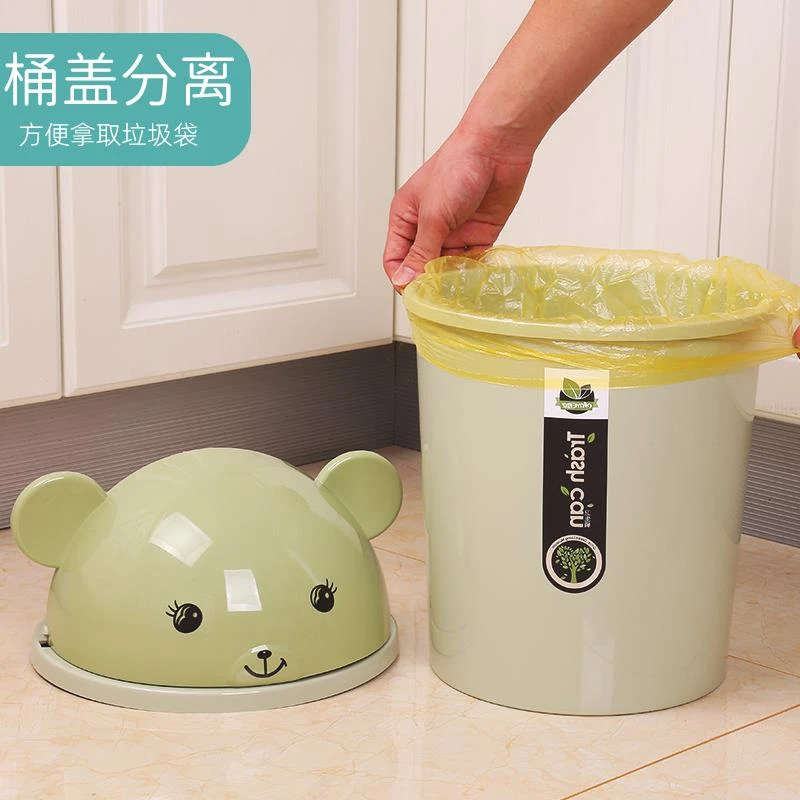 简约北欧墨绿色摇盖式家用客厅卫生间网红垃圾桶圆桶型可爱收纳桶