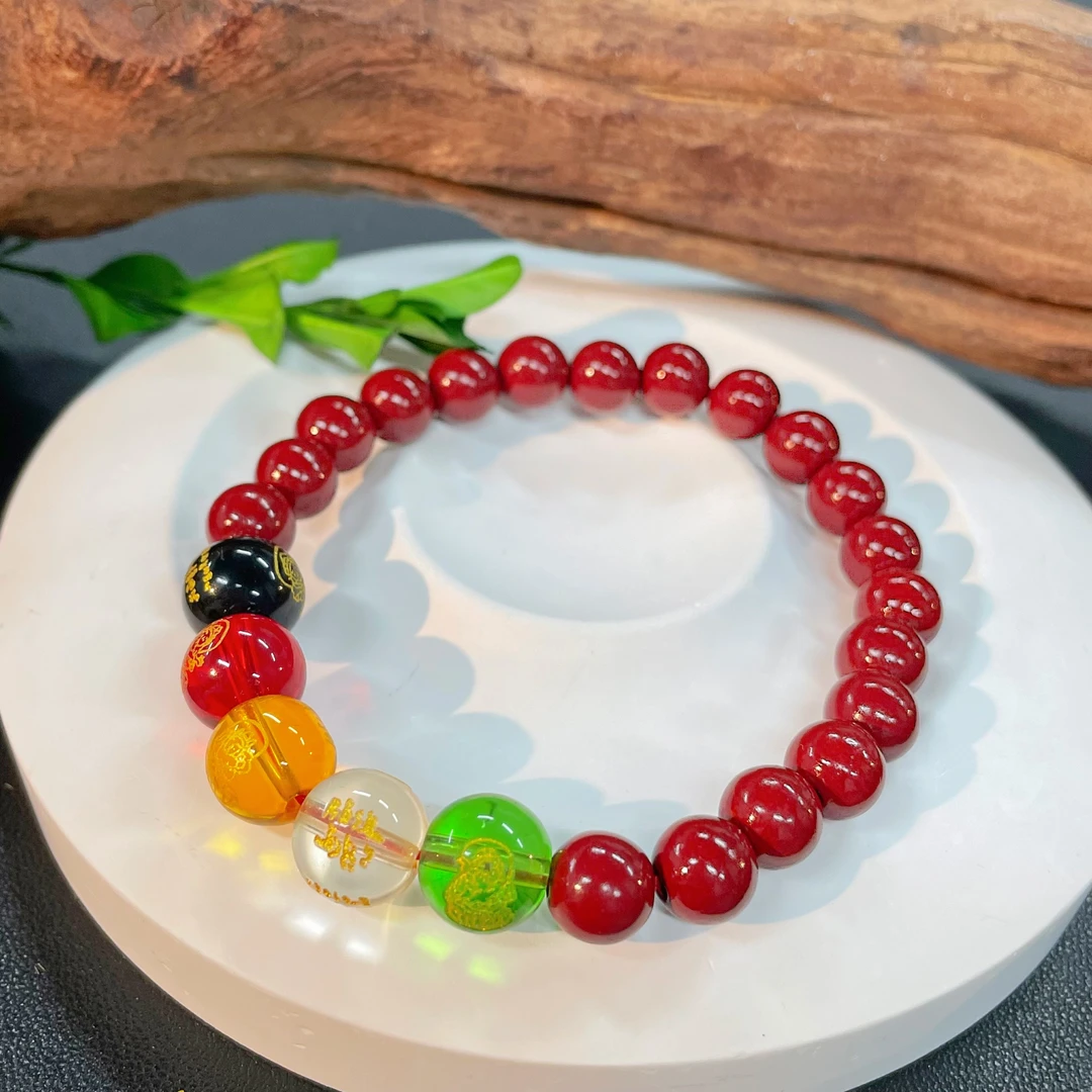 含辰砂工艺品【美玲优选】五路财神纯手工朱砂手串/一件