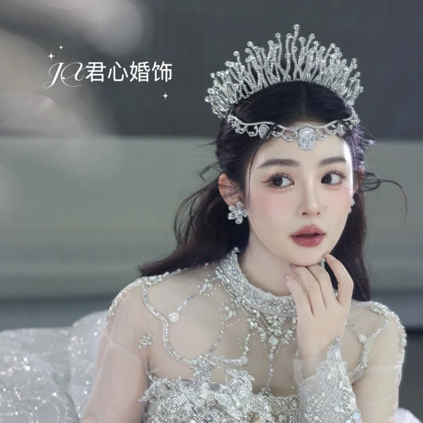 君心家 薇星 | ETE铜锆可拆卸两用皇冠新娘婚纱礼服头饰