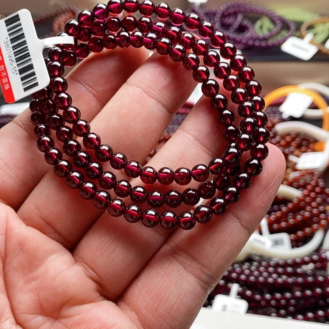 未镶嵌手链石榴石5.2mm天花板酒红色