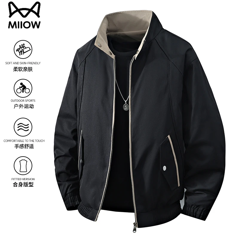 猫人底特律夹克男士秋冬新款美式休闲工装外套立领棒球服上衣男款