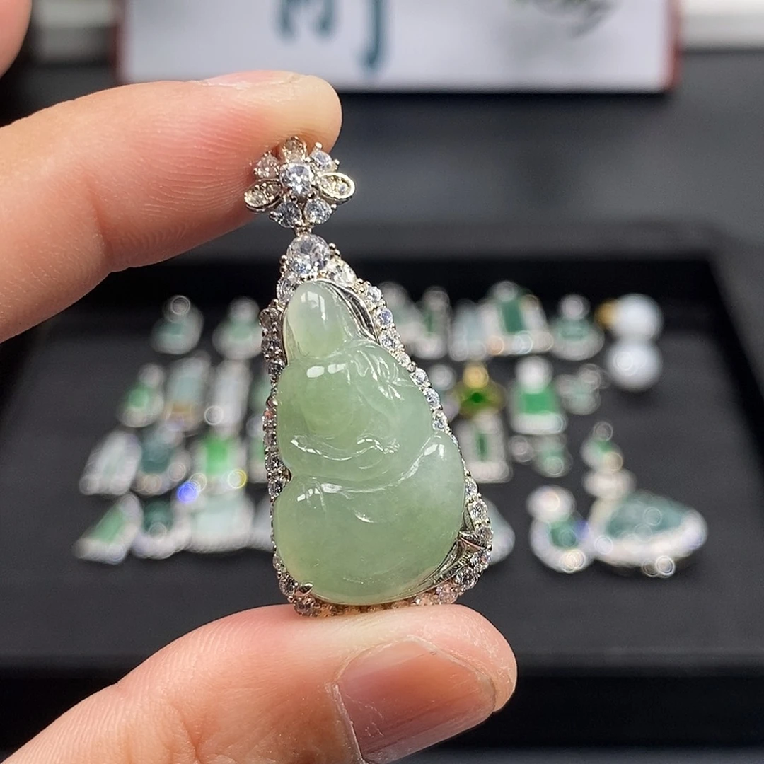 翡翠银S925镶嵌吊坠(不含链)