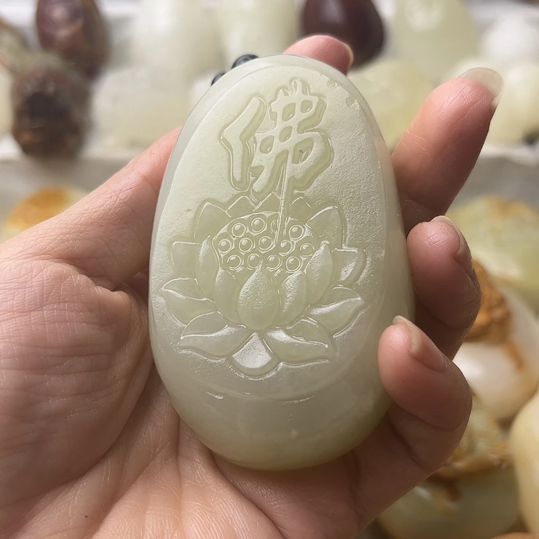 石材方解石手把摆件不退换佛莲