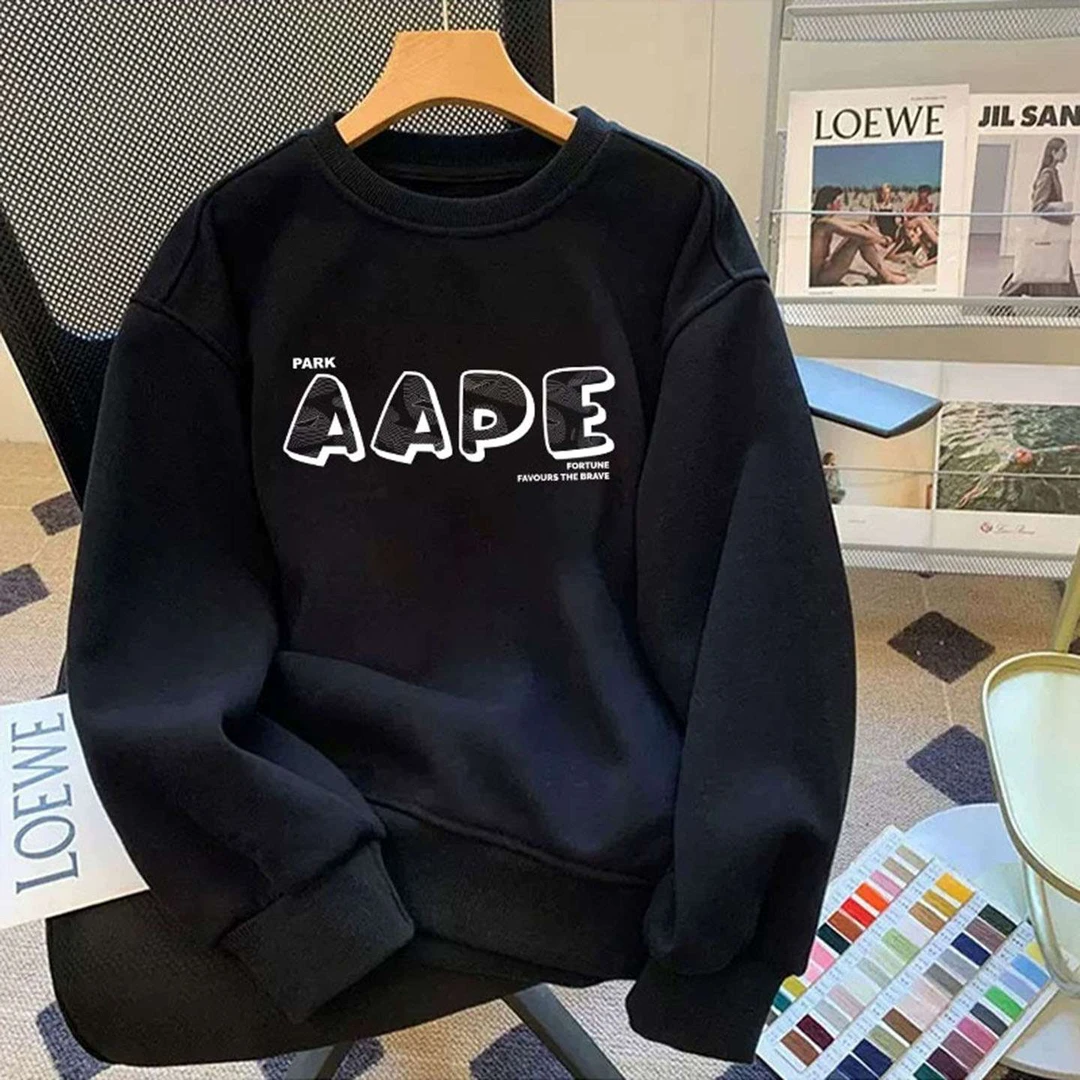 Aape Park联名秋季新款长袖卫衣男女款美式重磅上衣服保暖情侣款