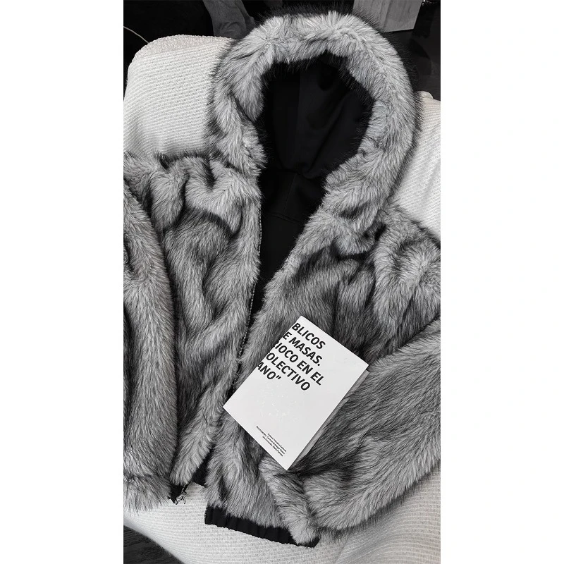 龙刀刀冬季新款保暖高级感座山雕宽松连帽外套百搭加绒拉链卫衣男