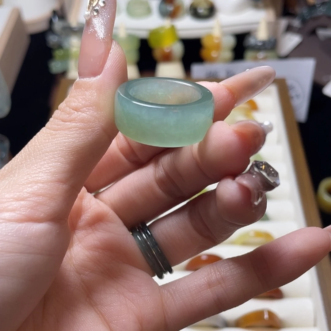 蛇纹石玉未镶嵌戒指18.1