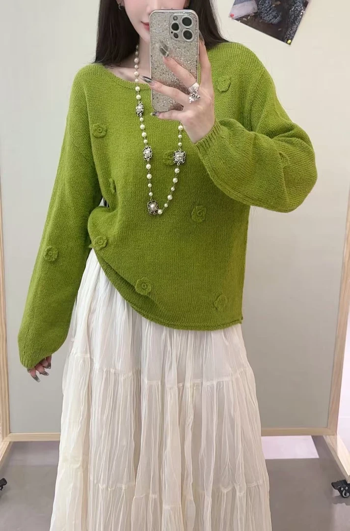 [DARUI]百搭宽松ins甜美温柔秋冬设计感毛衣183