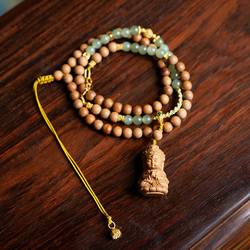 （大正製器）老山檀0.6观音吊坠毛衣链