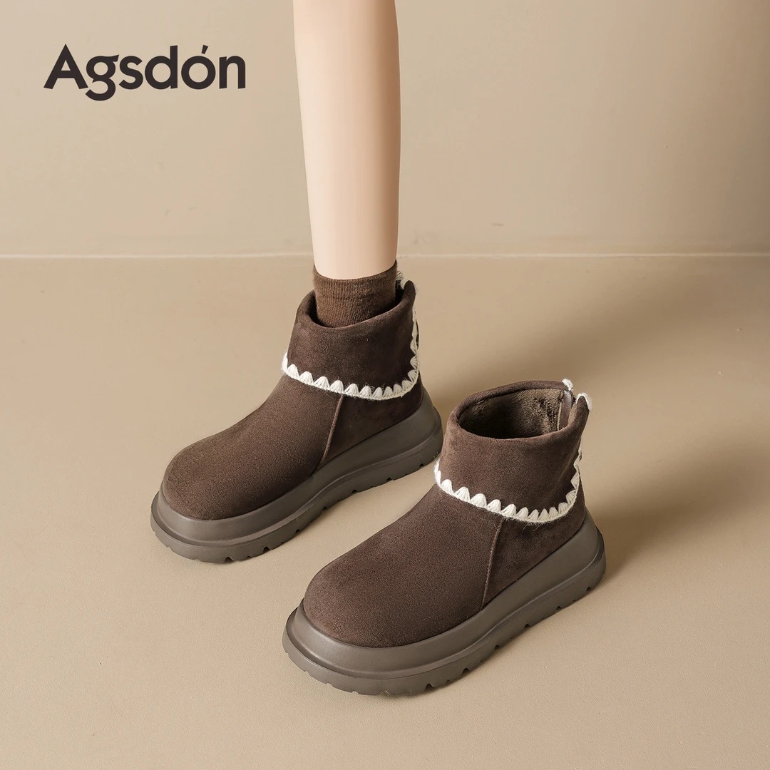 /奥古狮登加绒雪地靴女2025新款冬季厚底保暖棉鞋子美拉德马丁靴Q