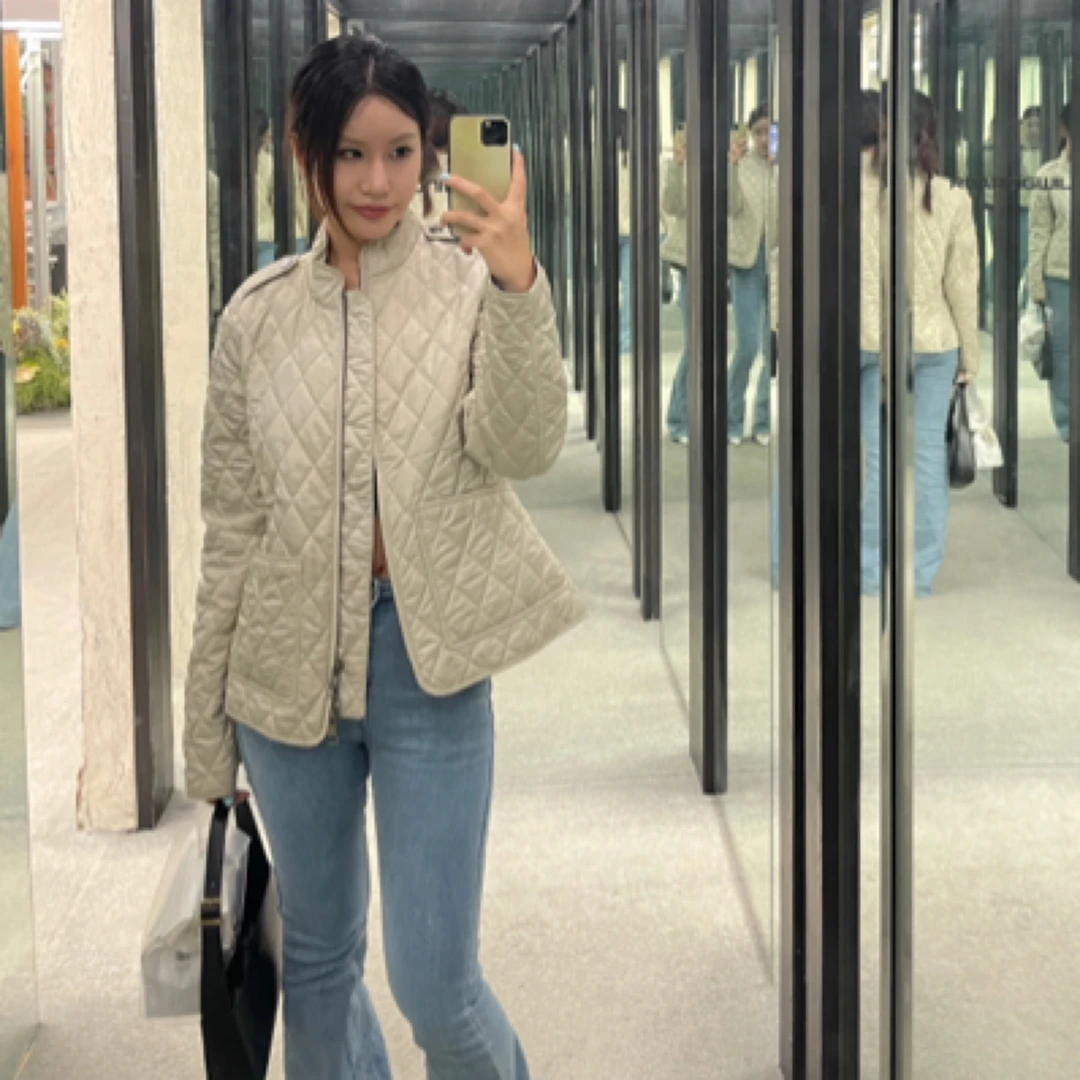 95新 BURBERRY/博柏利 女士棉服/M码内里满印/ysc0310