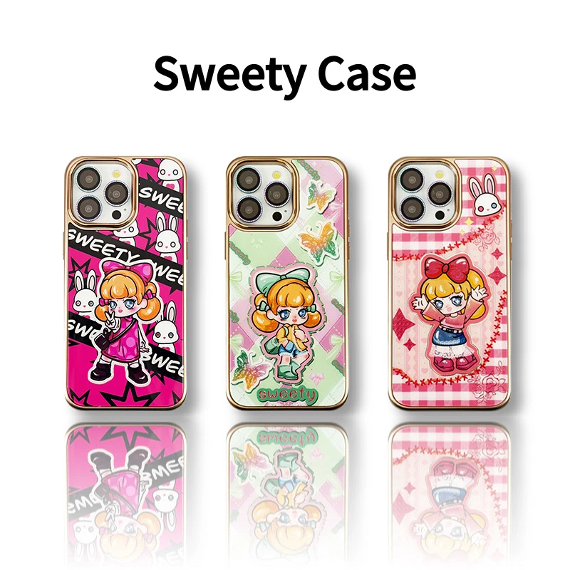 【萌米SWEETY】鎏金电镀金磁吸可爱全包防摔适用苹果华为系列手机壳