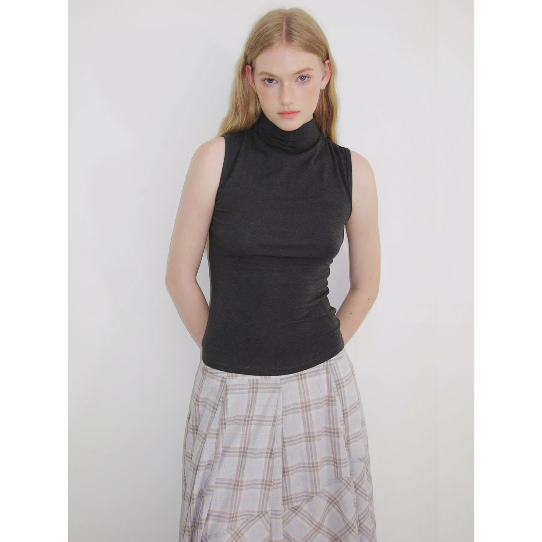 【小中领背心】香料怪兽夏新款女无袖弹力针织上衣复古紧身打底