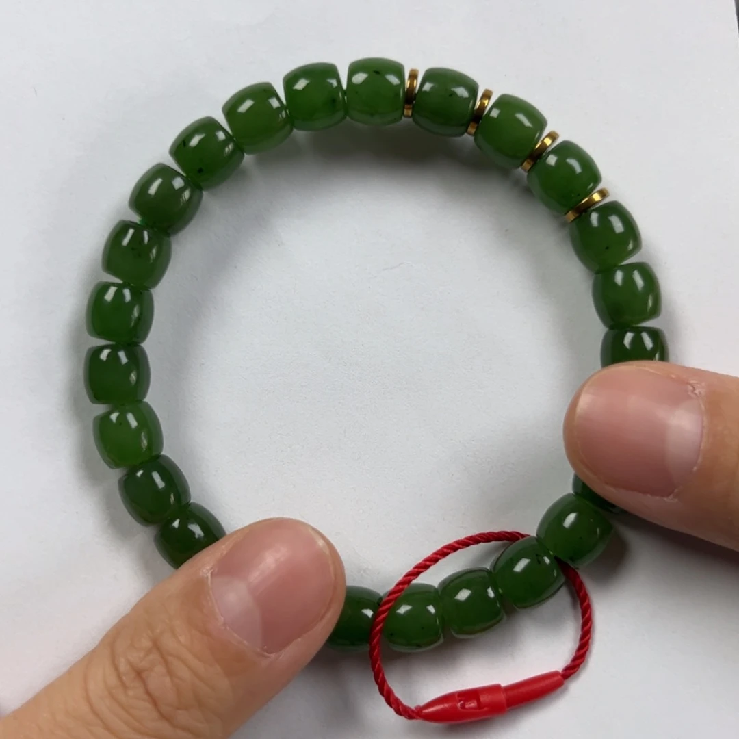 和田玉手链未镶嵌卡8直切珠宝级