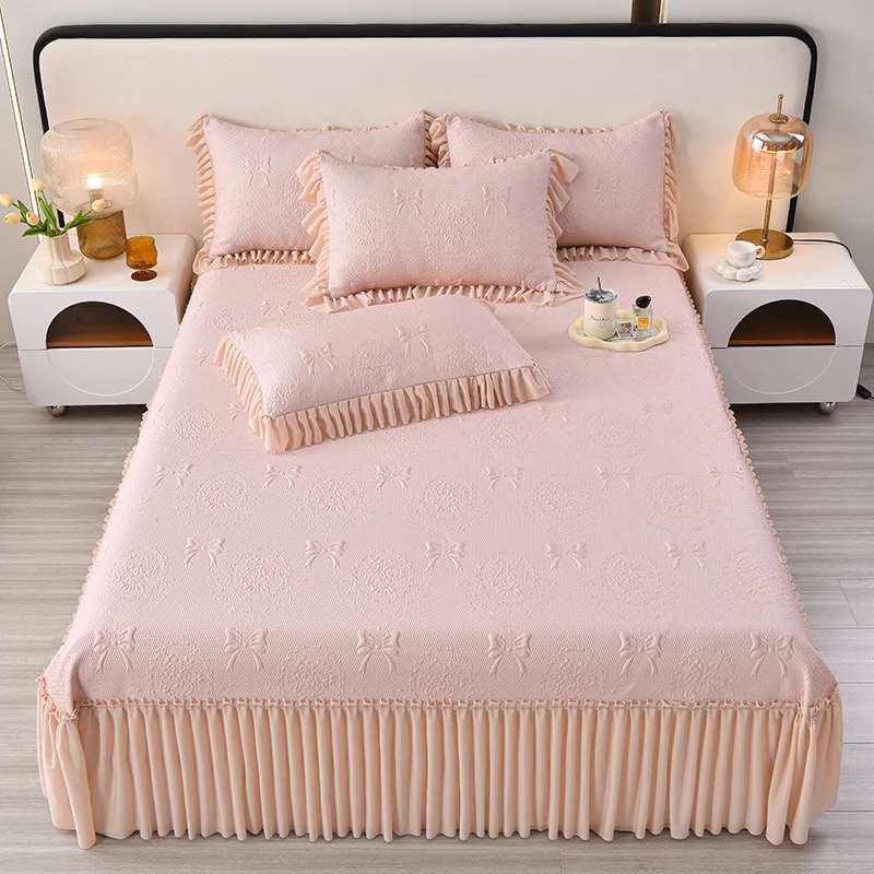 2025新款凉感豆豆凉席席子凉席PE乙纶床裙款三件套